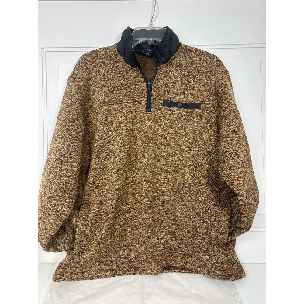 Mens M Eddie Bauer 1/4‎ Zip Pullover Jacket Rusted Heather Pockets Preowned
